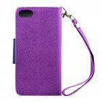 Wholesale iPhone 5S 5 Diary Flip Leather Wallet Case w Stand and Strap (Purple Blue)